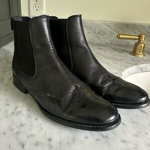 Anthropologie Dark Leather Ankle Booties